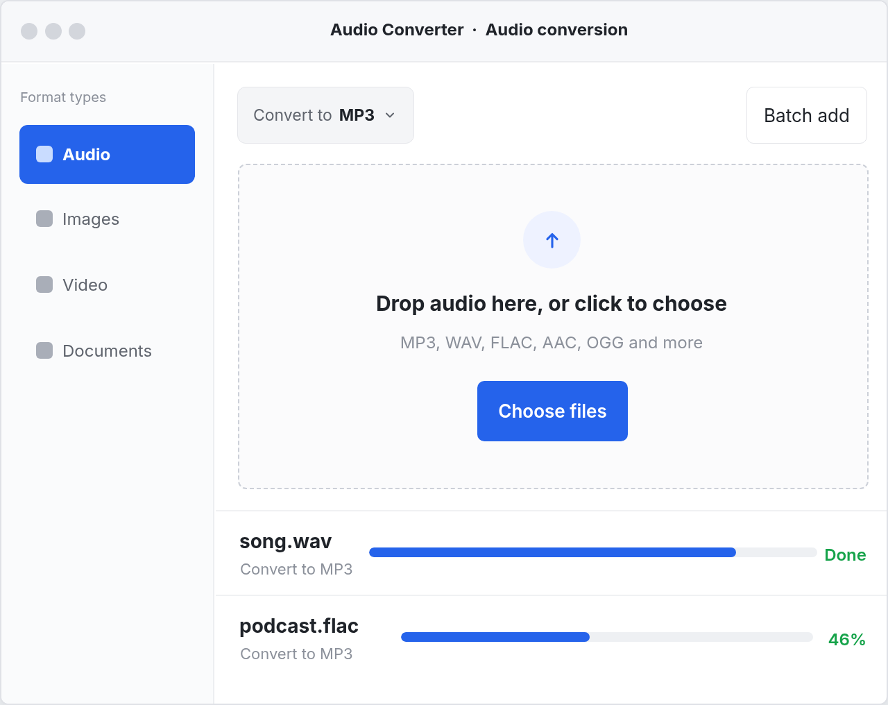 Audio Converter desktop app on Windows